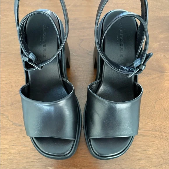 NWT BLACK ROBERT CLERGERIE NOE lambskin Platform Sandals - US SIZE 9 - Picture 9 of 10